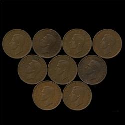 1943-1952 New Zealand AU+ 1 Penny Set (COI-1277)