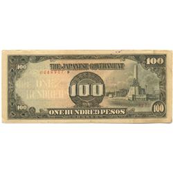 1944 WW2 Japanese Occupation 100 Pesos Unc (COI-1021)