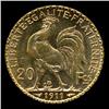 Image 2 : 1911 France Rooster Gold 20 Franc Choice Unc Coin (COI-696)
