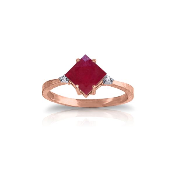 Genuine 1.46 ctw Ruby & Diamond Ring 14KT Rose Gold - REF-32Z3N