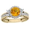 Image 1 : 1.46 CTW Citrine & Diamond Ring 14K Yellow Gold - REF-77N4Y