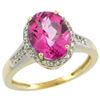 Image 1 : 2.60 CTW Pink Topaz & Diamond Ring 10K Yellow Gold - REF-46V7R