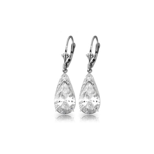 Genuine 10 ctw White Topaz Earrings 14KT White Gold - REF-55F5Z