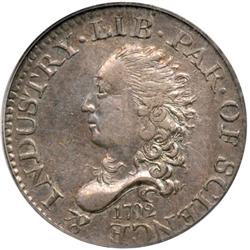 1792 Silver Half Disme PCGS AU55
