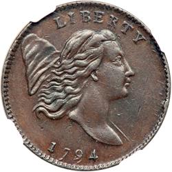 1794 C-1a R3 NGC graded AU58 Brown.