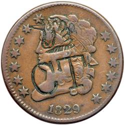 3617- 1829 C-1 R1 Obverse counterstamped with Unicorn a