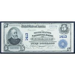 1902, $5 National Bank Note. Baltimore, MD