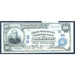 1902, $10 National Bank Note. First Wisconsin NB, Milwa