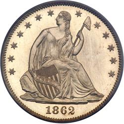 1862 Liberty Seated 50C PCGS Proof 65