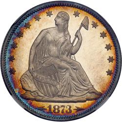 1873 Liberty Seated 50C. Arrows NGC PF65 CAM