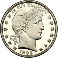 1893 Barber 50C PCGS PF66 DC