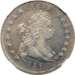 1796 Bust $1. Sm Date, Small Letters NGC AU58
