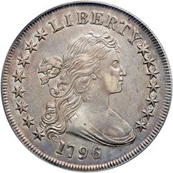 1796 Draped Bust $1 B-5, BB-65 Lg Dt Sm Lt PCGS AU55