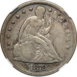 1872 Liberty Seated $1 NGC F12