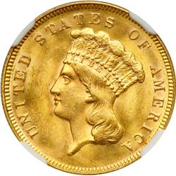 1878 $3 Gold NGC MS65