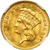 Image 1 : 1878 $3 Gold NGC MS65