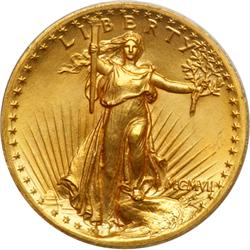 1907. High Relief, Roman Numerals, Wire Rim PCGS MS65