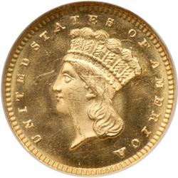 1867 G$1 NGC MS67 Star