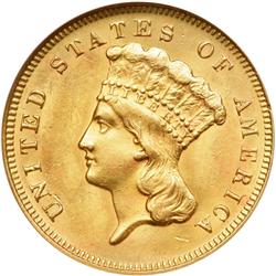1878 $3 Gold NGC MS62
