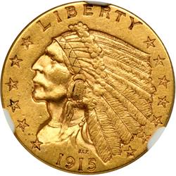 1915 $2.50 Indian NGC AU55
