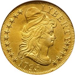 1795 $5 Bust. Sm Eagle AU50 Details