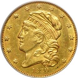 1830 $5 Capped Head PCGS AU58