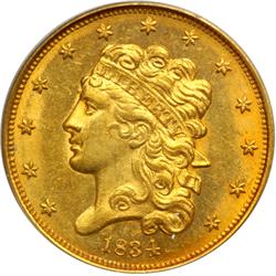 1834 $5 Classic Head. Plain 4 PCGS MS63