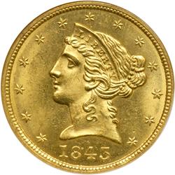 1843 $5 Liberty NGC MS65
