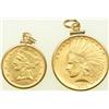 Image 1 : A Pair of U.S. Gold Coins in Mounts