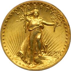 1907. High Relief, Roman Numerals, Wire Rim PCGS MS64