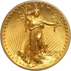 1907. High Relief, Roman Numerals, Flat Rim PCGS MS63