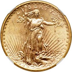 1922 $20 St. Gaudens NGC MS62