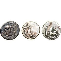 Judaea Capta. Rome. Lot of 3 Denarii, 58 B.C.E.-69/70 C