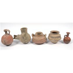 Group of 5 Judean Terracotta Vessels from various cultu