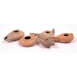 5 Different Terracotta Oil Lamps, circa 1st-8th century