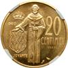 Image 2 : Monaco. Essai Gold Set: 50, 20 and 10 Centimes in Gold,