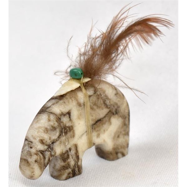 Native American Zuni White Marble Bear Fetish