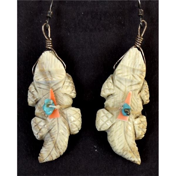 Zuni Picasso Marble Horned Toad Fetish Earrings