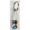 Image 1 : Navajo Turquoise and Coral Safety Pin Key Ring