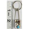 Image 4 : Navajo Turquoise and Coral Safety Pin Key Ring
