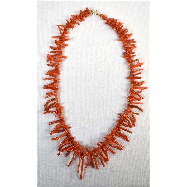 Navajo Red Branch Coral Necklace