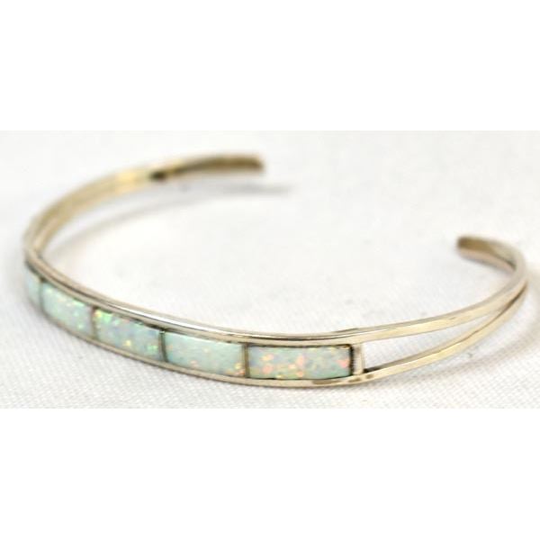 Navajo Sterling and Opal Cuff Bracelet