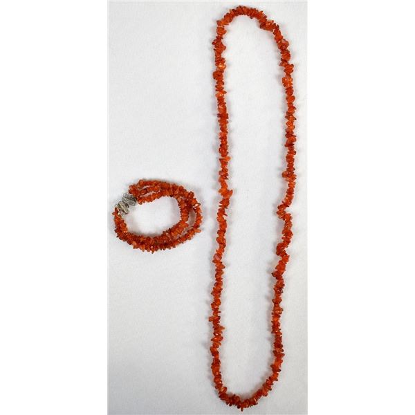 Triple Strand Agate Bracelet, Matching Necklace