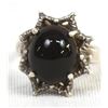 Image 2 : Polished Apache Tear Cabochon Sterling Silver Ring, Size 5.5