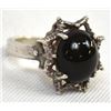Image 4 : Polished Apache Tear Cabochon Sterling Silver Ring, Size 5.5