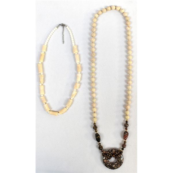 Hand Knotted Stone Bead Pendant Necklace