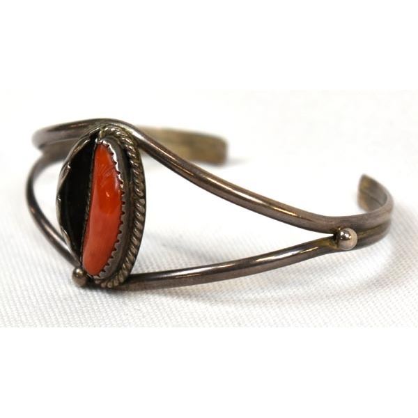 Navajo Sterling Silver Coral Bracelet