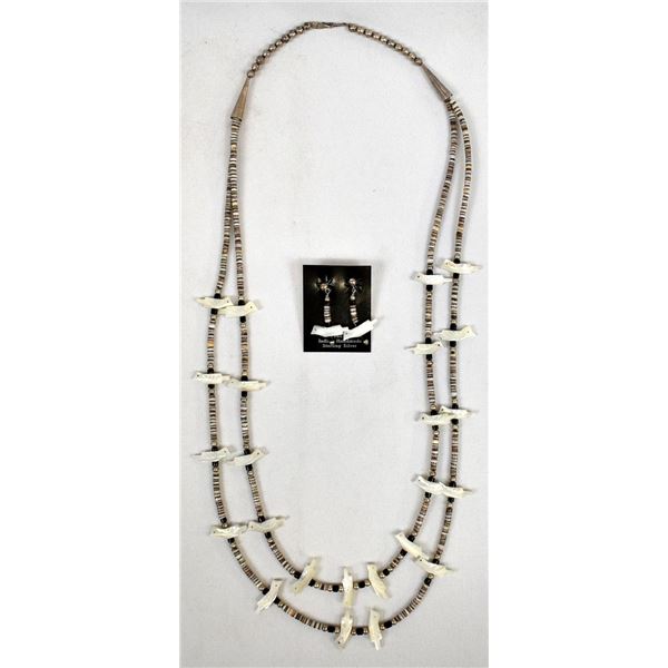 Navajo Heishi & Bird Fetish Necklace and Earrings