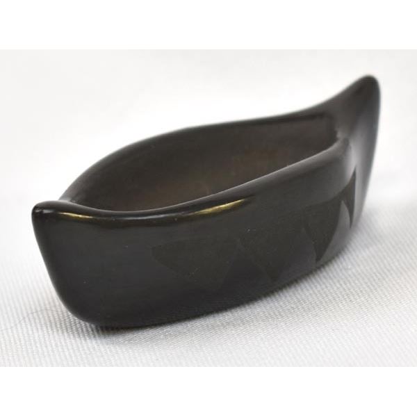 Santa Clara Black on Black Pottery Canoe