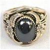 Image 2 : Navajo Sterling Hematite Ring, Size 13